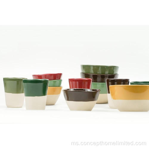 Set Makan Malam Stoneware Single Glaze - pelbagai warna
